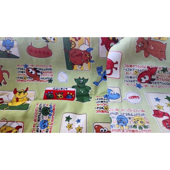 Material Green Cotton Happy Monsters Cartoon blocks 8 yards of 45" Cotton Fabr - Picture 2 of 16